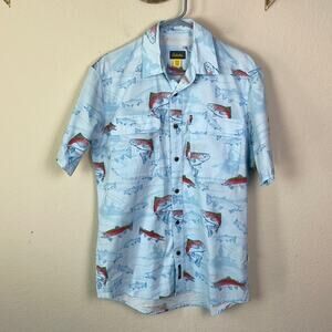 Cabelas vented back outdoor fish print shirt men’s M